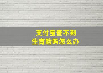 支付宝查不到生育险吗怎么办