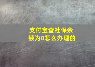 支付宝查社保余额为0怎么办理的