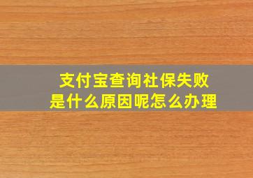 支付宝查询社保失败是什么原因呢怎么办理