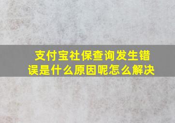 支付宝社保查询发生错误是什么原因呢怎么解决