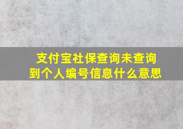 支付宝社保查询未查询到个人编号信息什么意思