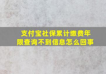 支付宝社保累计缴费年限查询不到信息怎么回事