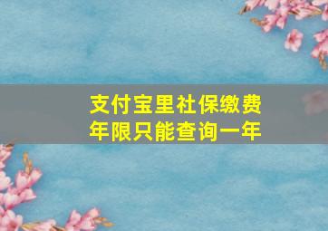 支付宝里社保缴费年限只能查询一年