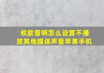 收款音响怎么设置不播放其他媒体声音苹果手机