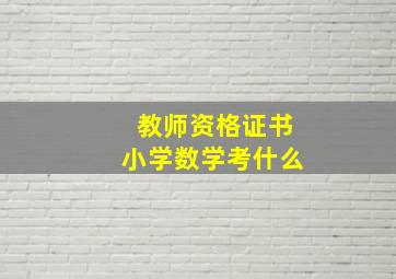 教师资格证书小学数学考什么