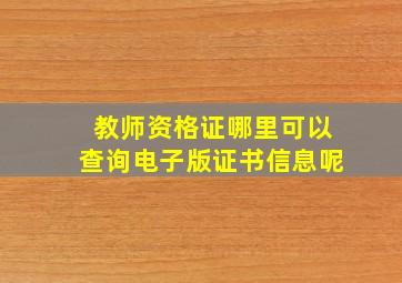 教师资格证哪里可以查询电子版证书信息呢