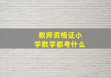 教师资格证小学数学都考什么