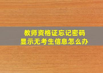 教师资格证忘记密码显示无考生信息怎么办