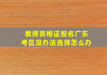 教师资格证报名广东考区没办法选择怎么办