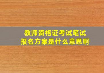 教师资格证考试笔试报名方案是什么意思啊