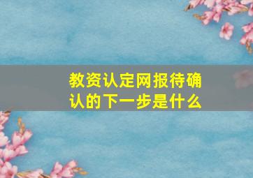 教资认定网报待确认的下一步是什么