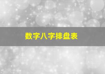 数字八字排盘表