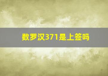 数罗汉371是上签吗