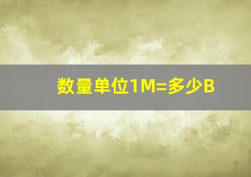 数量单位1M=多少B