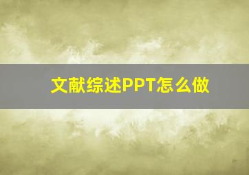 文献综述PPT怎么做