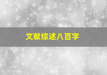 文献综述八百字