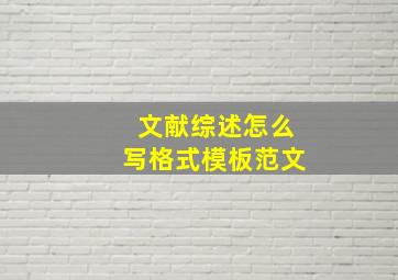 文献综述怎么写格式模板范文