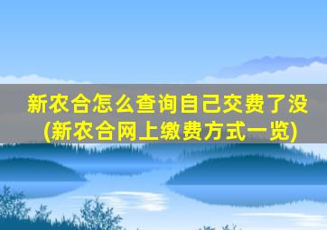 新农合怎么查询自己交费了没(新农合网上缴费方式一览)