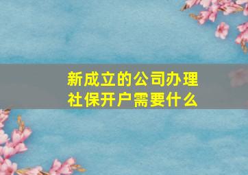 新成立的公司办理社保开户需要什么