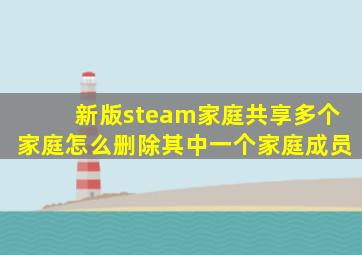 新版steam家庭共享多个家庭怎么删除其中一个家庭成员