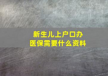 新生儿上户口办医保需要什么资料