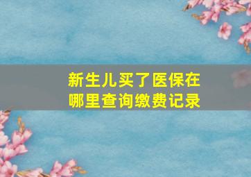 新生儿买了医保在哪里查询缴费记录