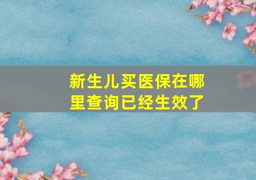 新生儿买医保在哪里查询已经生效了