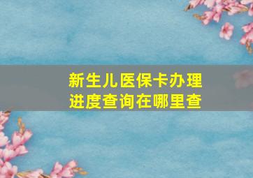 新生儿医保卡办理进度查询在哪里查