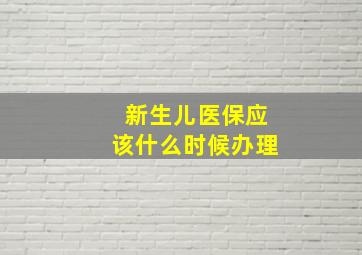 新生儿医保应该什么时候办理