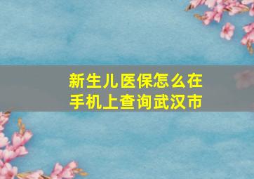 新生儿医保怎么在手机上查询武汉市