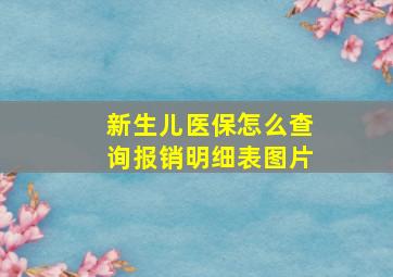 新生儿医保怎么查询报销明细表图片