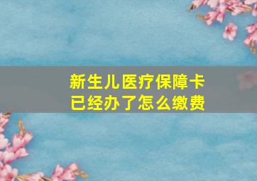 新生儿医疗保障卡已经办了怎么缴费