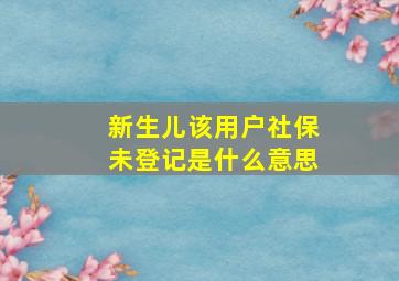 新生儿该用户社保未登记是什么意思