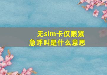 无sim卡仅限紧急呼叫是什么意思