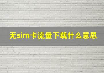 无sim卡流量下载什么意思