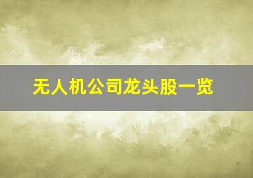 无人机公司龙头股一览