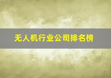 无人机行业公司排名榜