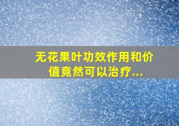 无花果叶功效作用和价值竟然可以治疗...