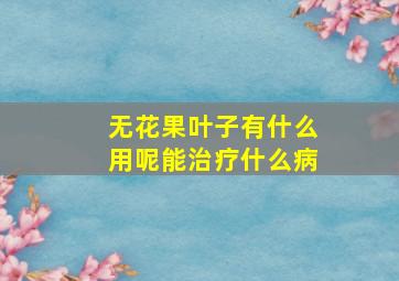 无花果叶子有什么用呢能治疗什么病