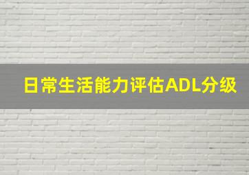 日常生活能力评估ADL分级