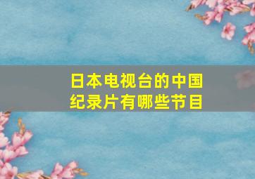 日本电视台的中国纪录片有哪些节目