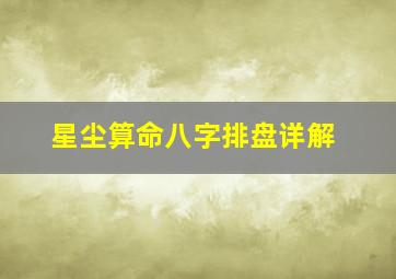 星尘算命八字排盘详解