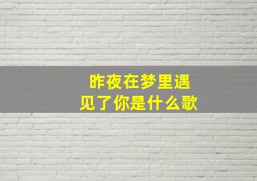 昨夜在梦里遇见了你是什么歌