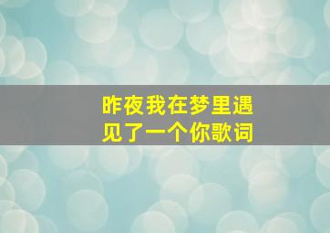 昨夜我在梦里遇见了一个你歌词