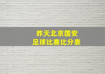 昨天北京国安足球比赛比分表