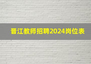 晋江教师招聘2024岗位表