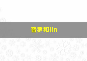 普罗和lin