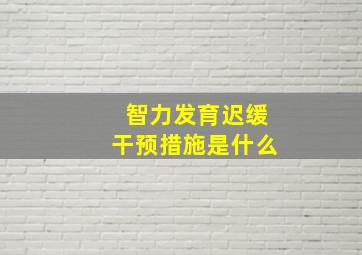 智力发育迟缓干预措施是什么