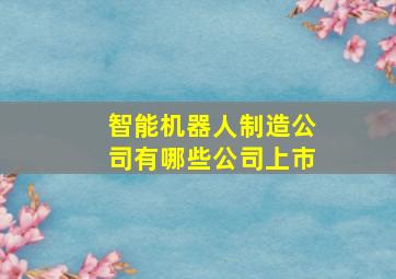 智能机器人制造公司有哪些公司上市