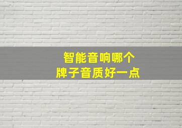 智能音响哪个牌子音质好一点